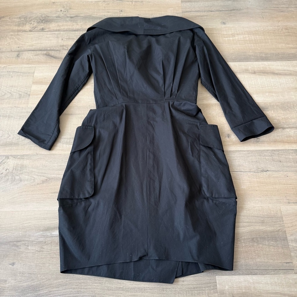 Vintage Donna Karan New York 1990s Black Cotton Utility Cargo Dress - 6 (Small) - Picture 5 of 6